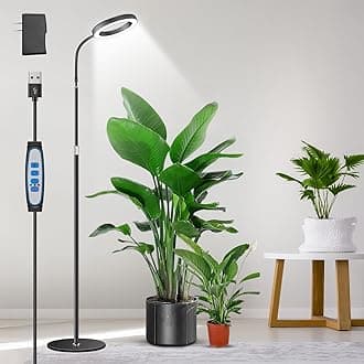 Aumtrly Grow Lights for Indoor Plants, Full Spectrum Floor Standing Plant Lights with 68" Stand for Growing Large Tall Plants, Black Halo LED Plant Grow Light with 6/12/16H Timer