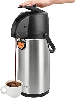 TOMAKEIT Airpot Coffee Dispenser Thermal with Pump,3L/102 Oz Insulated Stainless Steel Large Airpot Coffee Carafe Lever Action for Hot/Cold Water,Thermal Carafe for Hot Cocoa for Parties