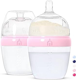 INTTERO 6oz Pink Formula Dispenser Anti-Colic Baby Bottles - 2 Pack/Slow Flow...