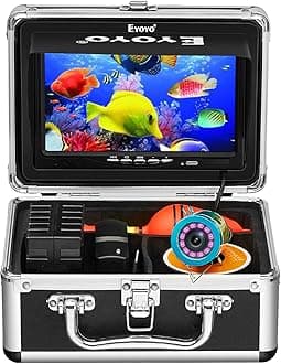 Underwater Fishing Camera 7 inch LCD Monitor Fish Finder Waterproof 1000TVL Fishing Camera 12pcs Infrared Lights for Lake, Boat, Ice Fishing