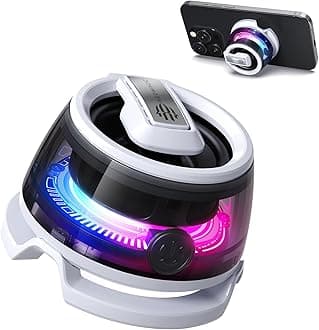 Mini Magnetic Bluetooth Speaker, Phone Stand with Wireless Portable Small Speaker, BT 5.3, RGB Light, Game/Music Mode for Golf Cart, Travel, Shower, Outdoors or Metal Surface
