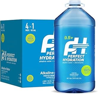 Perfect Hydration 9.5+ pH Alkaline Drinking Water, Electrolyte Minerals for Taste, 1 Gallon (128 fl oz) Jug, Case of 4
