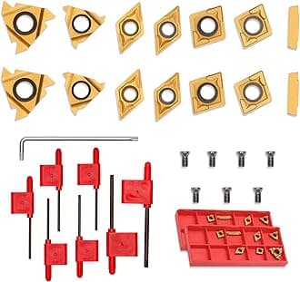 14 Pcs Turning Inserts for 1/2'' 12mm Turning Grooving Threading Boring Carbide Inserts Carbide Turning Tool