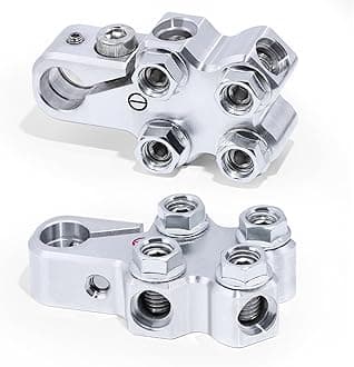 8-Way Lead Acid Battery Terminal Connectors, AGM Post Terminal Ends Battery Post Terminal Ends, Battery Terminal Clamps 8AWG up to 4/0(XL) AWG Gauge, Positive & Negative for SAE/DIN/EN