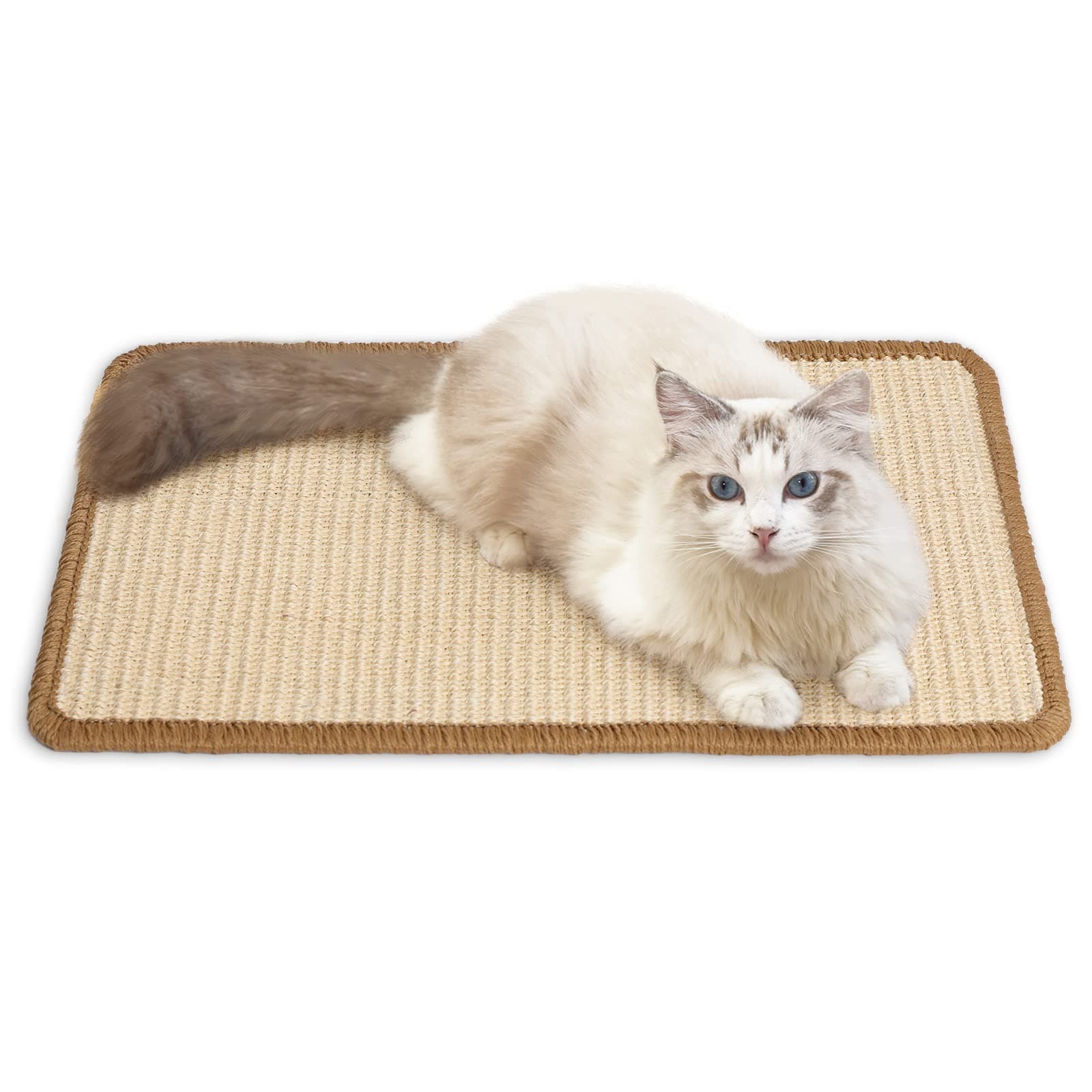 Cat Scratcher Mat, 30 x 50 cm Natural Sisal Cat Scratch Mats, Horizontal Cat Floor Scratching Pad Rug, Protect Carpets and Sofas - Beige