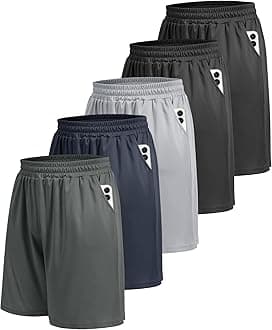 5 Pack Athletic Gym Mens Shorts - Workout Black Quick Dry Basketball Shorts with Pockets for Running Casual Activewear