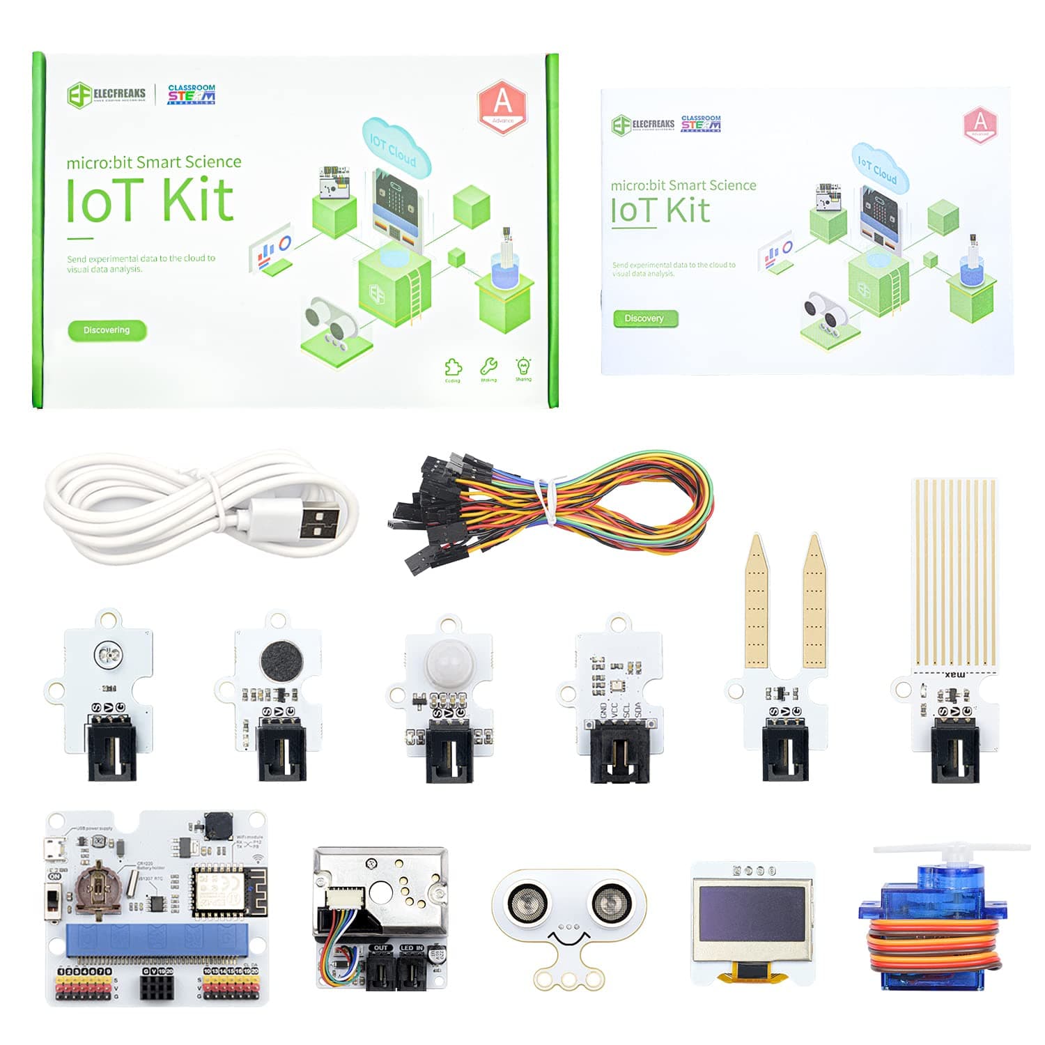 ELECFREAKS microbit Smart Science IoT Kit Octopus Series Sensor, microbit Sensor Starter Kit Data to The Cloud Internet with RTC Timing and WiFi Module, Environment Experiment Kit(Without Micro:bit)