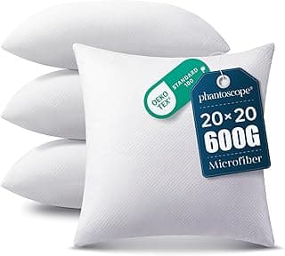 4 Packs Polyester Throw Pillow Insert Sham Square Form Sofa Bed Pillow White 20 x 20 inch