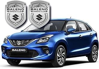 Carlooks BALENO Owners Club Emblem Sticker for Cars, This can be Used on Fenders Doors Dickey Set of 2 pcs for All Cars_Silver_ Black
