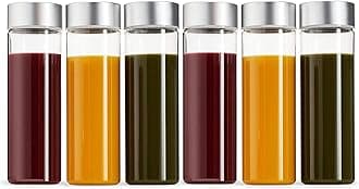 Ash & Roh® - Clear Glass Jar And Container With Air Tight Lid Storage of Spices and Dry Fruit (400 ML SILVER BAMBOO, 6)