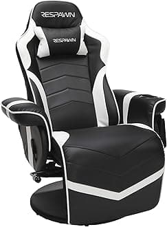 RSP-900 Racing Style Gaming Lounger with Adjustable Backrest, Metal Wood Leather, White/Opulent Garden, 35.04" - 51.18" D x 30.71" W x 37.01" - 44.88" H