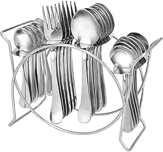 Stainless steel Cutlery stand for dining table/Cutlery Rack for 24 pieces/Spoon stand/holder, Heavy Duty, Chrome Finish- ONLY STAND (Oval)