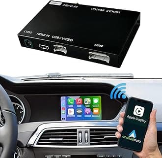 Road Top Wireless Carplay Retrofit Kit Decoder for Mercedes Benz C Class W204 C180 C200 C250 C300 C350 C63 AMG 2011-2014 Year, Support Wireless/Wired Android Auto, Mirrorlink, Reverse Track Camera