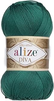 Alize Diva Silk Effect 100% Microfiber Acrylic Sport Yarn 1 Ball skeins 100gr 383yds Color (453 - North Sea)