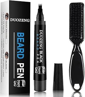 Beard Pencil Filler for Men,Beard Pen Filler Long Lasting Coverage Waterproof & Natural Finish Beard Filling Pen with Brush,Barber Styling Pencil - Fill, Shape & Define Perfect Beard(Black)