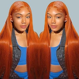kocorose 5x5 Ginger Orange Straight Lace Front Wigs Human Hair 350 Colored Ginger Wig Human Hair Pre Plucked Glueless Wig 18inch
