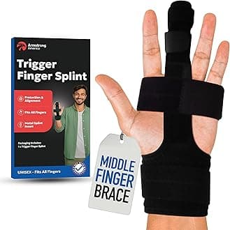 Trigger Finger Splint Middle Finger Brace | Middle Finger Splint For Broken or Fractured Middle Finger, Arthritis, Tendonitis, Tenosyvitis | Mallet Trigger Finger Straightener Immobilizer | S/M