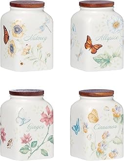 LenoxButterfly Meadow Baking Spice Jars, Set of 4, 1.40 LB, Multi
