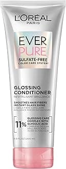 L'Oreal Paris Glossing Sulfate Free Conditioner with Glycolic Acid, Hair Care for Lasting Shine and Smoothness for Dull, Dry Hair, EverPure, 6.8 Fl Oz