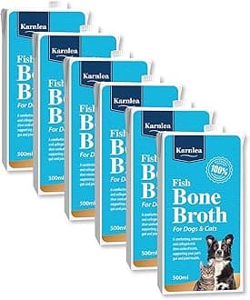 Fish Bone Broth for Dogs & Cats - 6 x 500ml| 100% Real & Natural Liquid Bone Broth for Pets | High in Collagen & Protein for Healthy Joints, Gut, Digestion, Skin & Sickness