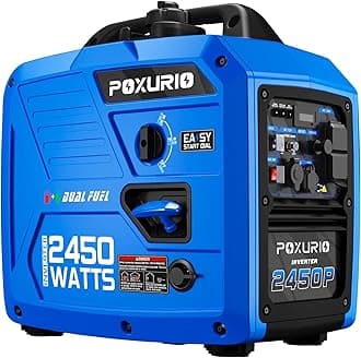 2450-Watt Dual Fuel Inverter Generator for Home Use, 1.6Gallon Large Fuel Tank Up to 8.3 Hours Use, 120V Gas Powered Generator Super Quiet - EPA Compliant
