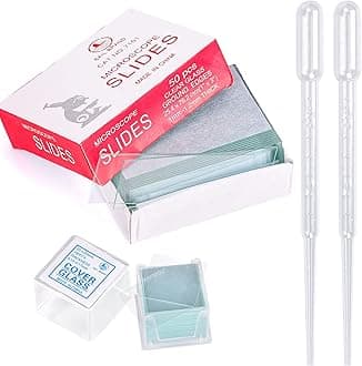 50 Pieces Microscope Slides and 100pcs Pre-Cleaned 20mm x 20mm Microscope Cover Slips Glasses for Basic Biological Science Education
