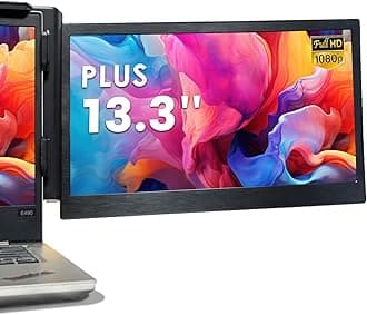 P1 Plus Laptop Screen Extender 13.3” FHD 1080P IPS Display，Dual USB & HDMI Portable Monitor, Plug-and-Play Compatible with Mac/Windows/Android, Fits 13-17" Laptops