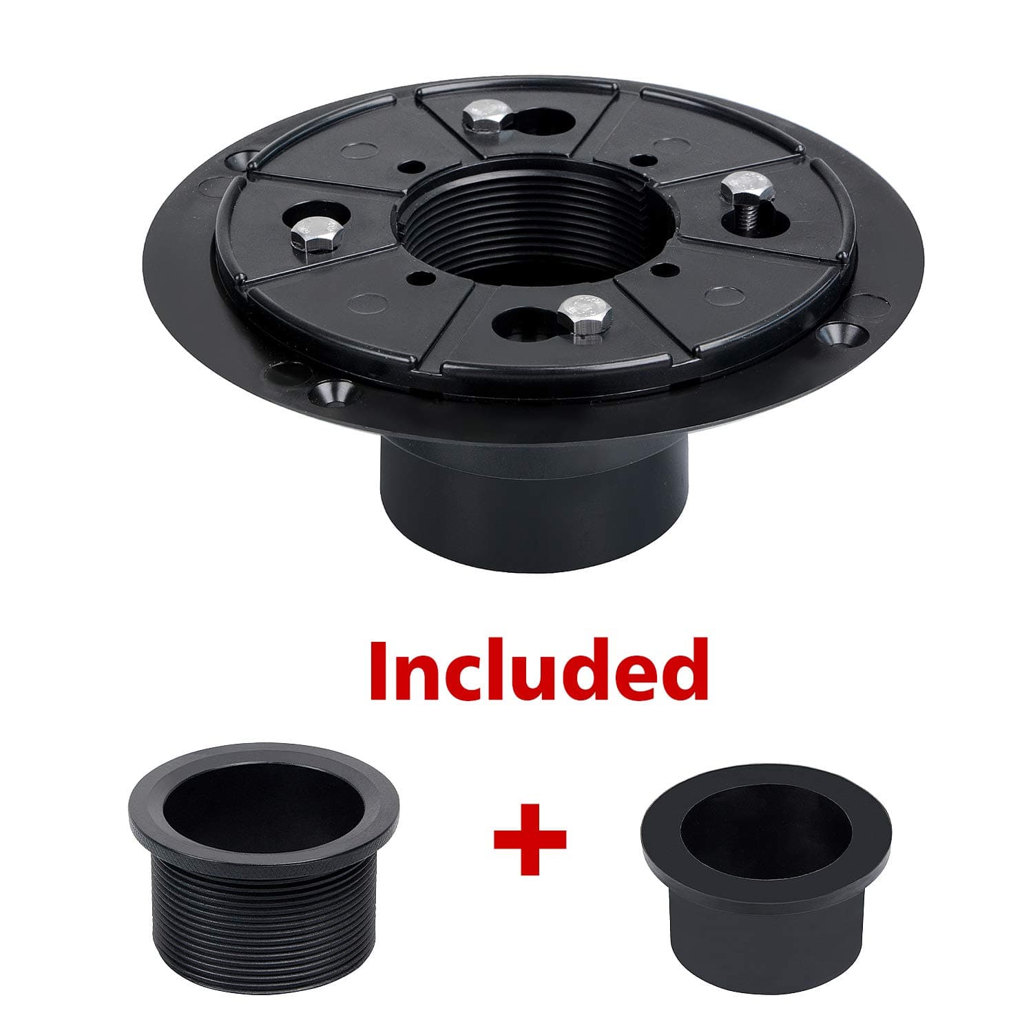 Shower Drain Base with Adjustable Threaded Adapter and Rubber Coupler, 2 Inch PVC Flange No Hub Floor Drain Base for Linear Square Shower Drain Installation