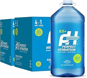 Perfect Hydration 9.5+ pH Alkaline Drinking Water, Electrolyte Minerals for Taste, Made in the USA, 8 Gallons (2 Cases of 128 fl oz Jugs)