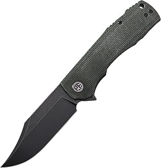 Petrified fish PFP03 Victor Folding Knife 3.58" K110 Satin Blade Steel Micarta Handle EDC Outdoor Camping Pocket Folding Knife (Green Black Stonewashed)