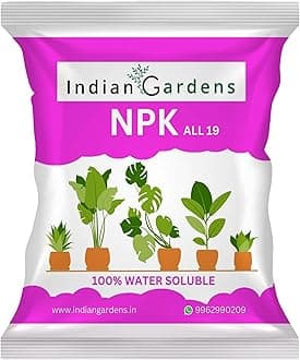 Indian Gardens - NPK 19 Fertilizer For Plants | Water Soluble | Nutrition For Gardening | Growth Boost And Flowering Yield Boost | For All Plants - 400 Garms