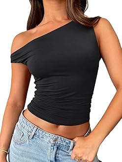 Women's Off The Shoulder Crop Top, Sleeveless Stretchy Bodycon Tank, Y2K Fashion Sling T-Shirt for Summer