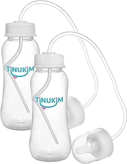 iFeed 9 Ounce Self Feeding Baby Bottle with Tube - Handless Anti-Colic Nursing System, White - 2-Pack