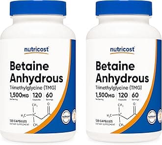 Betaine Anhydrous Caps 1500mg, 60 Servings Per Bottle (2 Bottles)
