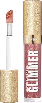 Super Lustrous Glimmer Gloss, Non-Sticky Lip Gloss, High-Shine Finish, Plant-Based Glitter, 005 Glazed Almond, 0.13 fl oz