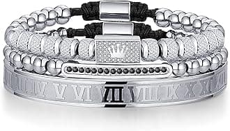 WFYOU 3PCS Stainless Steel Bracelets for Men Gold Roman Numeral Bangle Bracelet Twisted Cable Bracelet Adjustable Cuff Bracelet Mens Luxury Jewelry Bracelets Gifts