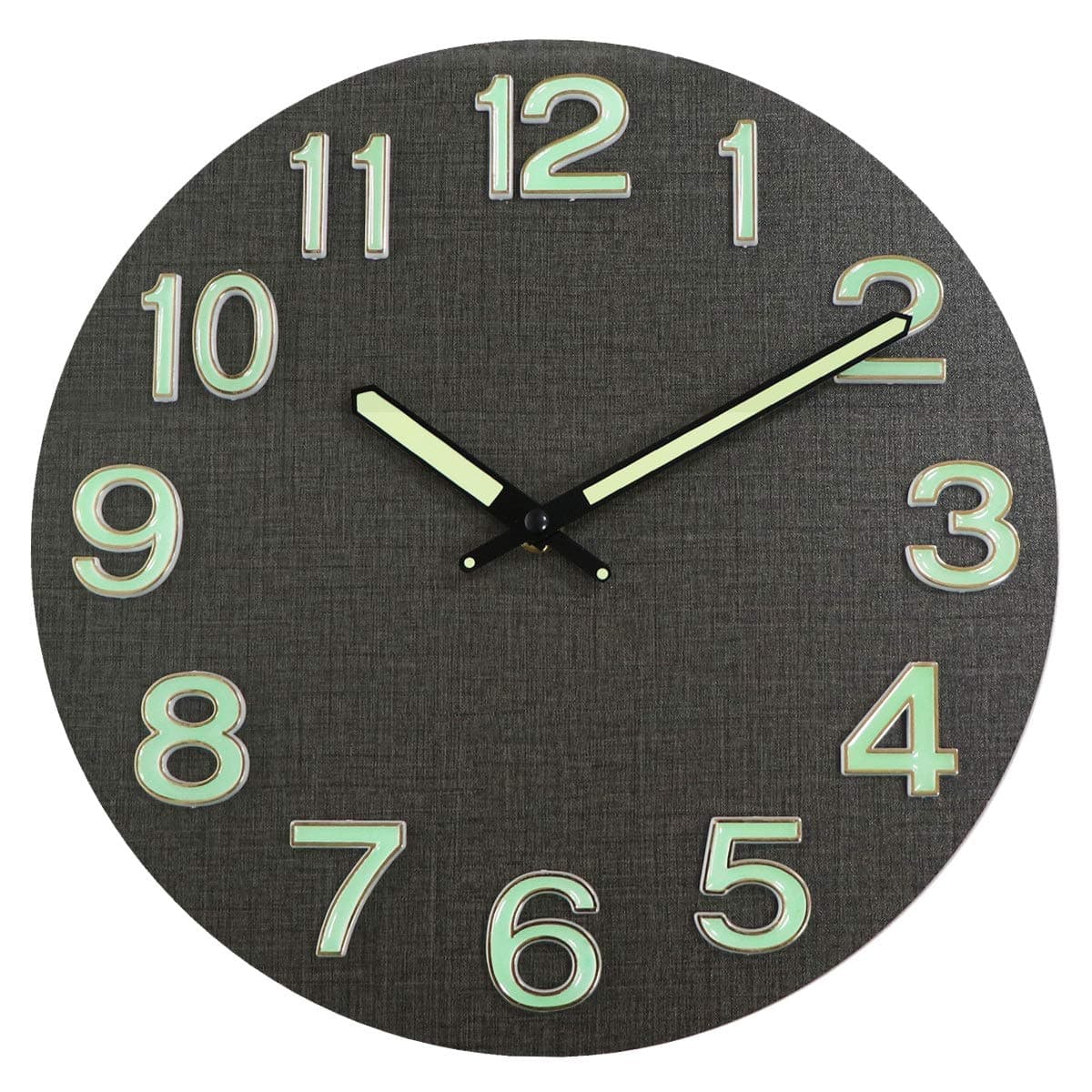 Foxtop Night Light Function Wall Clock, 12 Inch Silent Non-Ticking Wooden Battery Operated Clock with Large Easy to Read 3D Numbers