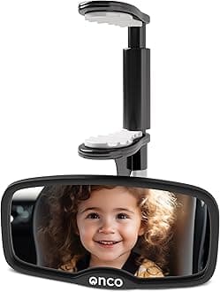 Onco Forward-Facing Baby Car Mirror - Clip-On Car Mirror Rear View, 100% Shatterproof & Shakeproof Baby Essentials, Mirror for Car Back Seat, Car Accessories & Newborn Essentials