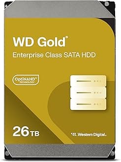 Western Digital 26TB WD Gold Enterprise Class SATA Internal Hard Drive HDD - 7200 RPM, SATA 6 Gb/s, 512 MB Cache, 3.5" - WD261KRYZ