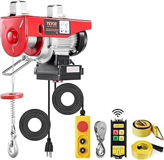 Electric Hoist, 1320 lbs 120V Electric Winch with 328 ft Wireless & 14 ft Wired Remote Control, 40 ft Single Cable Lifting Height, Single/Double Slings, Lift Hoist for Garage Warehouse Factory