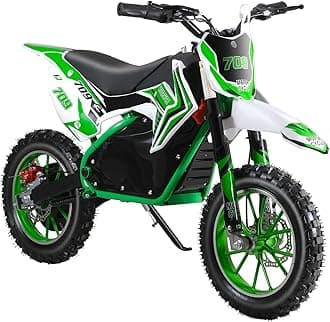 Shulemin Kids Electric Dirt Bike,Children Motocross Bike Off Road Mini Motorcycle 36V 500W Motor Mechanical Disc Brakes 25KM/H High Speed Chain 10 Inches Wheels Dirt Bikes for Kids 8-14 (Green1)