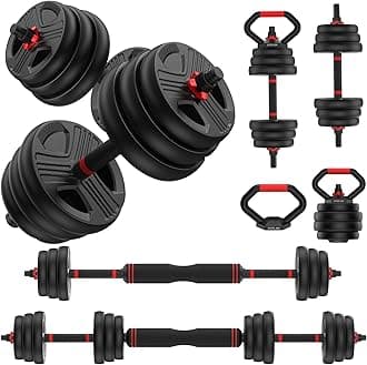 Adjustable dumbbell set,20/35/45/55/70/90lbs Free Weights set with upgraded nut, 5 in 1 Weight Set Used as Kettlebells, Barbell, Push up Stand, Fitness Exercise for Home Gym Suitable Men/Women
