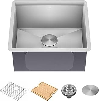 Kore 21-Inch Undermount Workstation 16 Gauge Single Bowl Stainless Steel Kitchen Sink with Accessories, KWU111-21