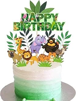Jungle Birthday Party Supplies, 1 Set Jungle Party Supplies Set for Boys and Girls, Include Cup Cake Topper and Cake Topper