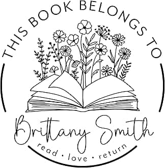 ExcelMark Personalized Book Embossers & Stamps - Personalize a Book Embosser, Wood Stamp, or Self-Inking Mount (Wildflower, Round)