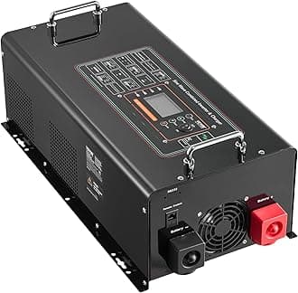 Pure Sine Wave Inverter Charger, 6000 Watt, DC 48V to AC 120V, Battery Charger with LCD Display, Remote Control, Solar Inverter for Off-Grid Solar RV Boat Home, Compatible with Various Batteries