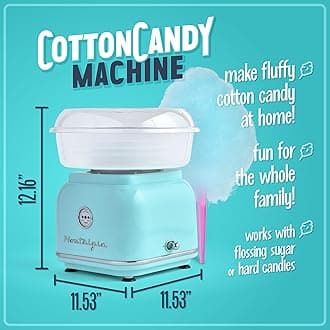 Nostalgia CLCM8AQ Classic Retro Hard and Sugar Free Countertop Cotton Candy Maker, Includes 2 Reusable Cones And Scoop ââ‚¬â€œ Aqua