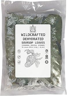 KC Creations® Wildcrafted Soursop (Guanabana, Graviola, Guyabano) Dehydrated 50 Leaves Whole (±12g / ±0.4oz)