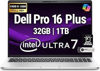 Dell Pro 16 Plus PB16250 (Replaces Latitude 5550) Business Notebook 16" FHD+ Intel Ultra 7-265U, 32GB DDR5 RAM, 1TB NVMe, Wi-Fi 6E, BT, Backlit Keyboard, HD Webcam, RJ-45, Win 11 Pro