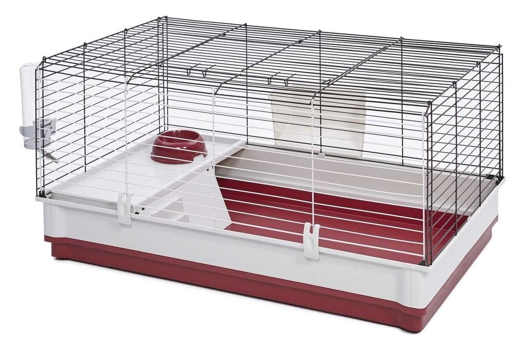 158 Wabbitat Deluxe Rabbit Home, Rabbit Cage, 39.5 L x 23.75 W x 19.75 H Inch, Maroon/White